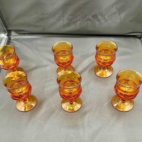 1960s Royal Amber small goblets set of 6 - Picture 8 of 12